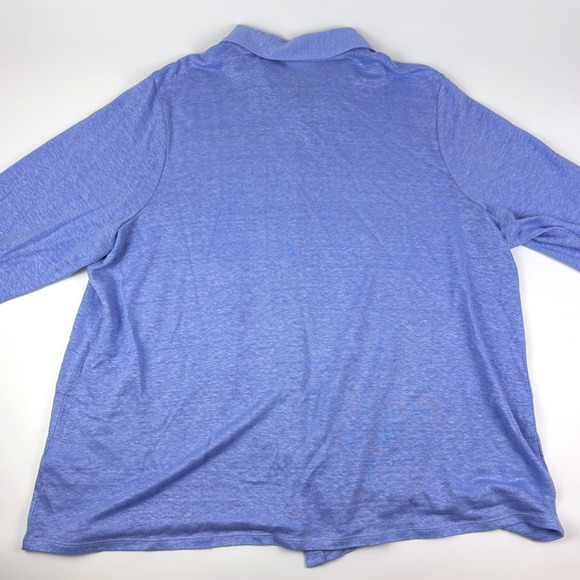J Jill Love Linen Button Front Shirt Womens XL Blue Long Sleeve Boxy Minimalist - Picture 2 of 15